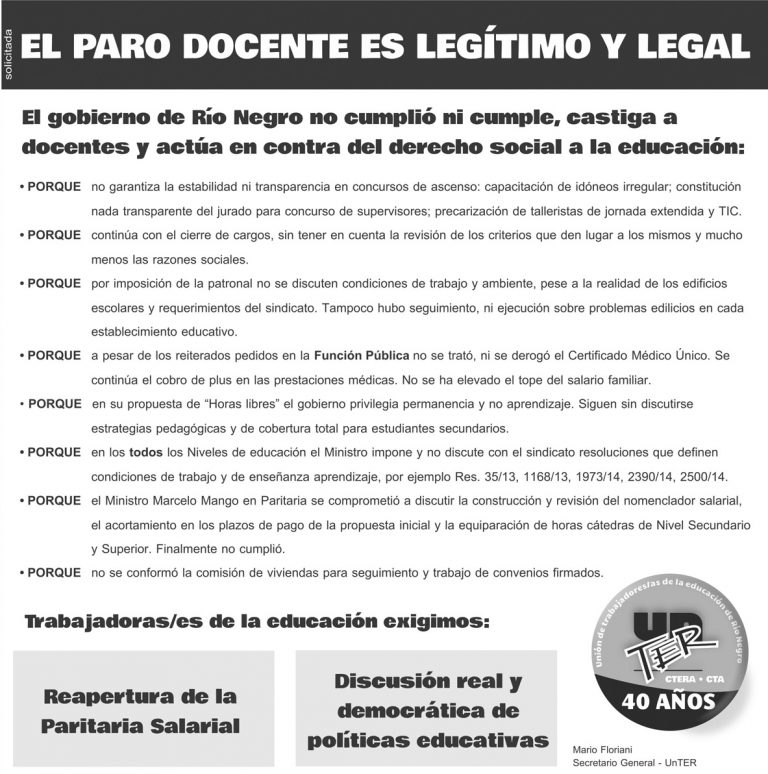 Lee más sobre el artículo El paro docente es legítimo y legal