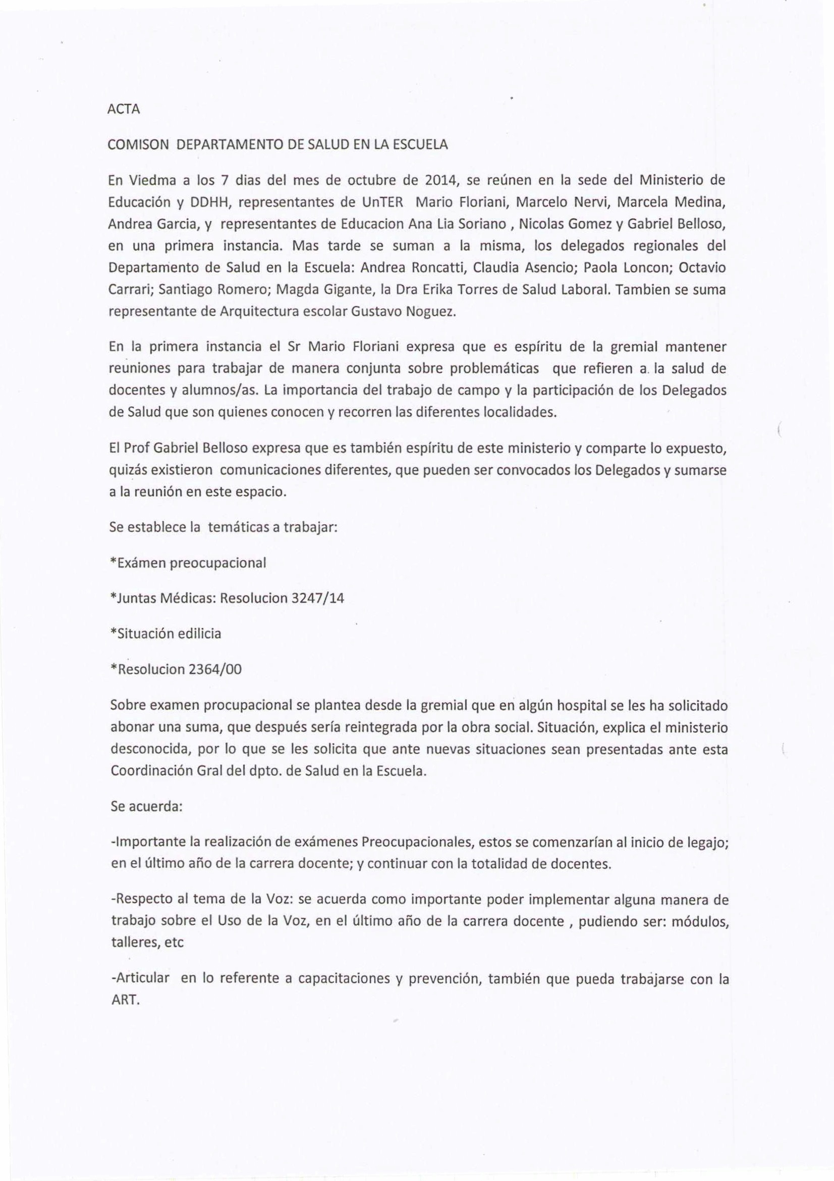 En este momento estás viendo Departamento de Salud en la Escuela, Reunión UnTER- Gobierno
