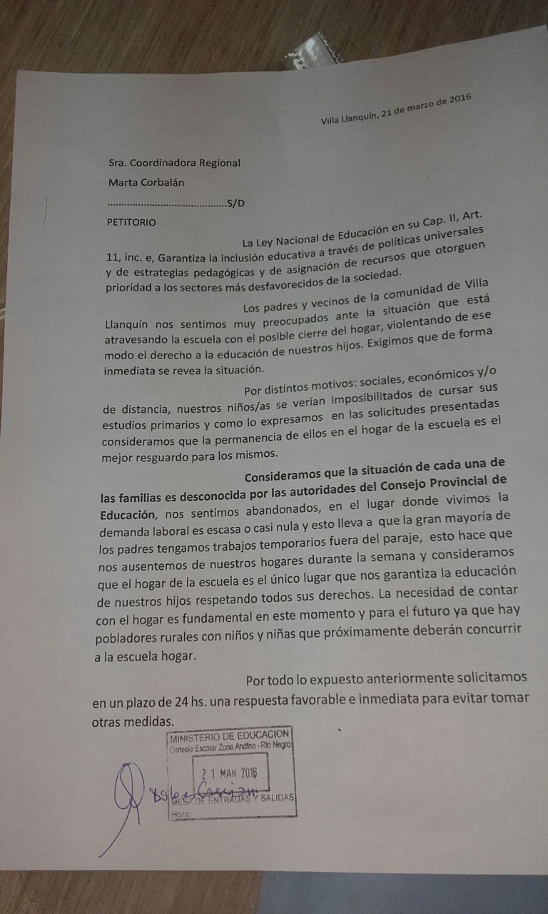 Lee más sobre el artículo Exigimos que no se vulneren los derechos de niños y niñas de Villa LLanquín