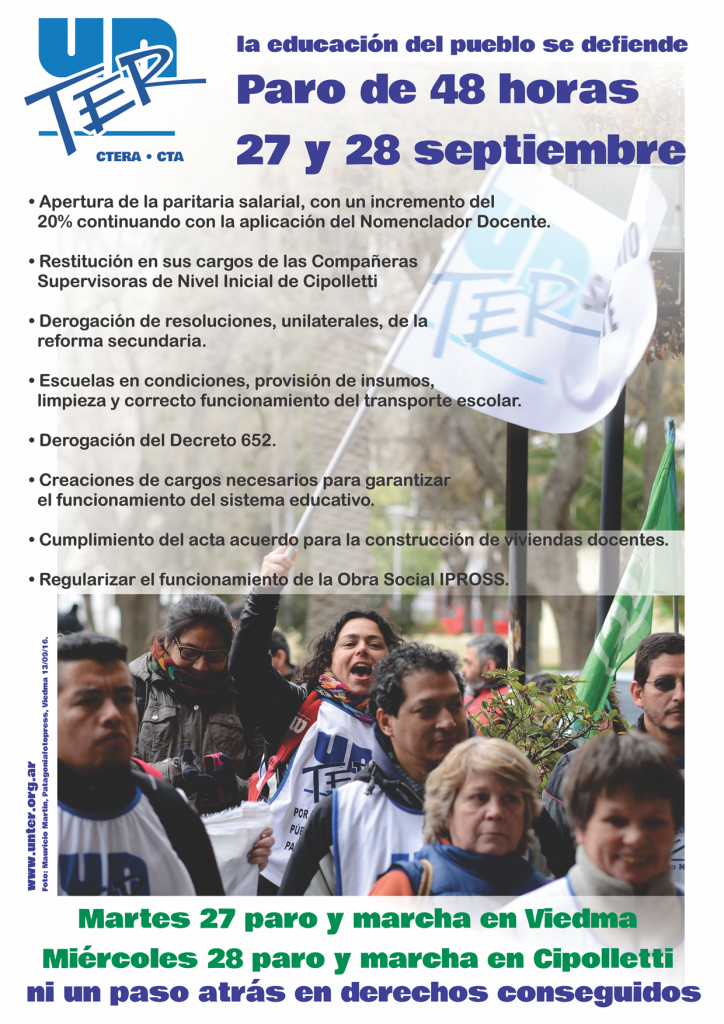 afiche paro 27 28 sep