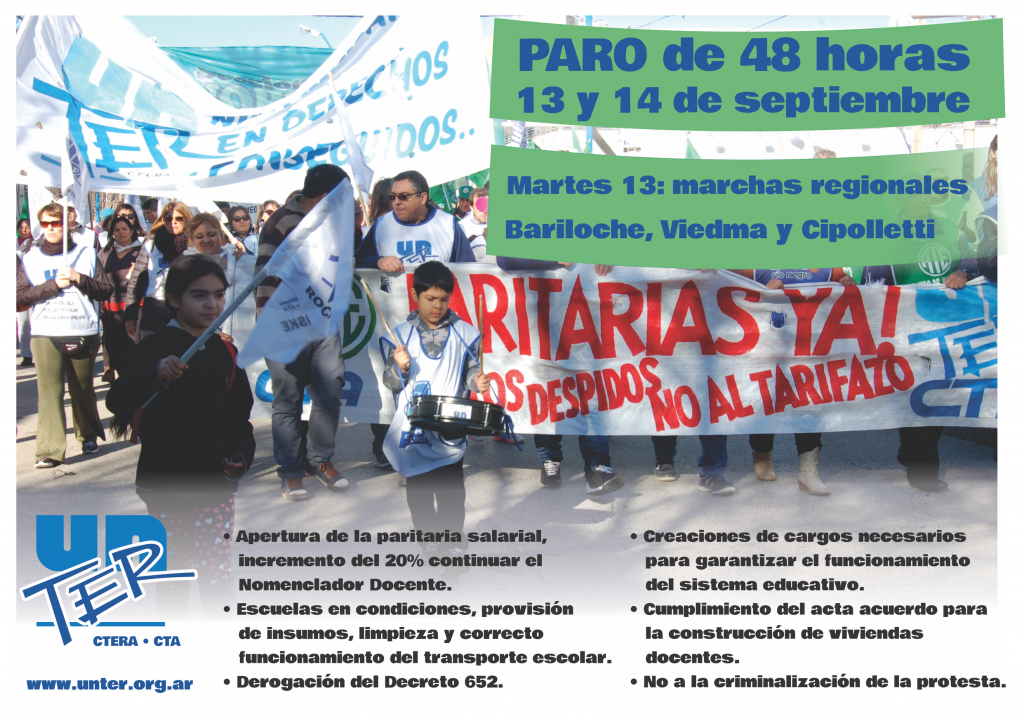 afiche paro 48 horas 13 y 14 sept 16