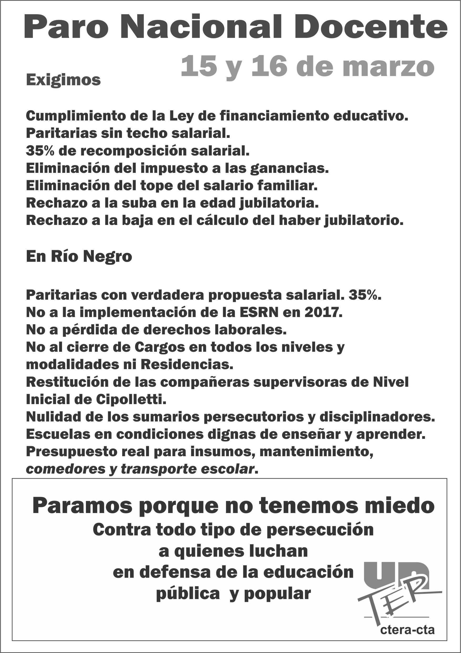 En este momento estás viendo 15 y 16 M. Paro Nacional, marchas regionales, asambleas locales