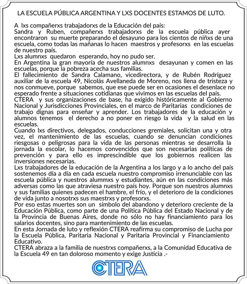 Lee más sobre el artículo Jornada Nacional de Duelo y Exigencia de Justicia en las escuelas de Argentina