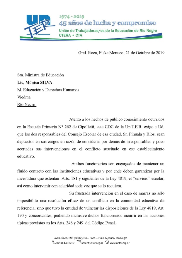 Lee más sobre el artículo Pedido de renuncia para Pihuala y Ríos