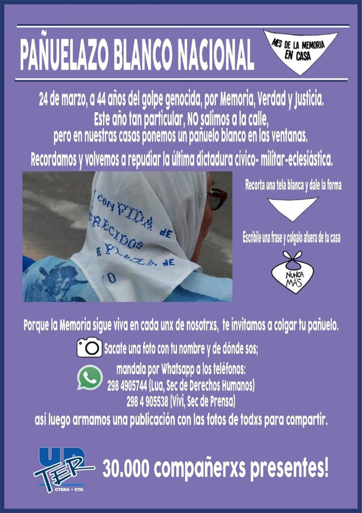 En este momento estás viendo 24 de marzo, a 44 años del golpe genocida, por Memoria, Verdad y Justicia