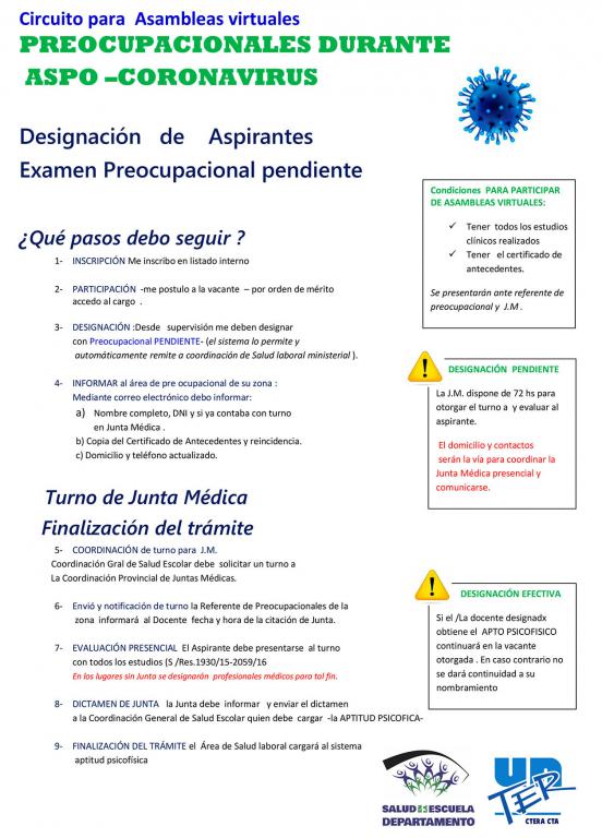 Lee más sobre el artículo Docentes sin exámenes preocupacionales podrán tomar cargo en Asambleas Virtuales