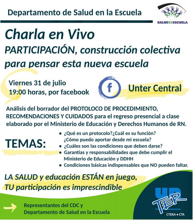 Lee más sobre el artículo Charla en vivo: Participación construcción colectiva para pensar esta nueva escuela