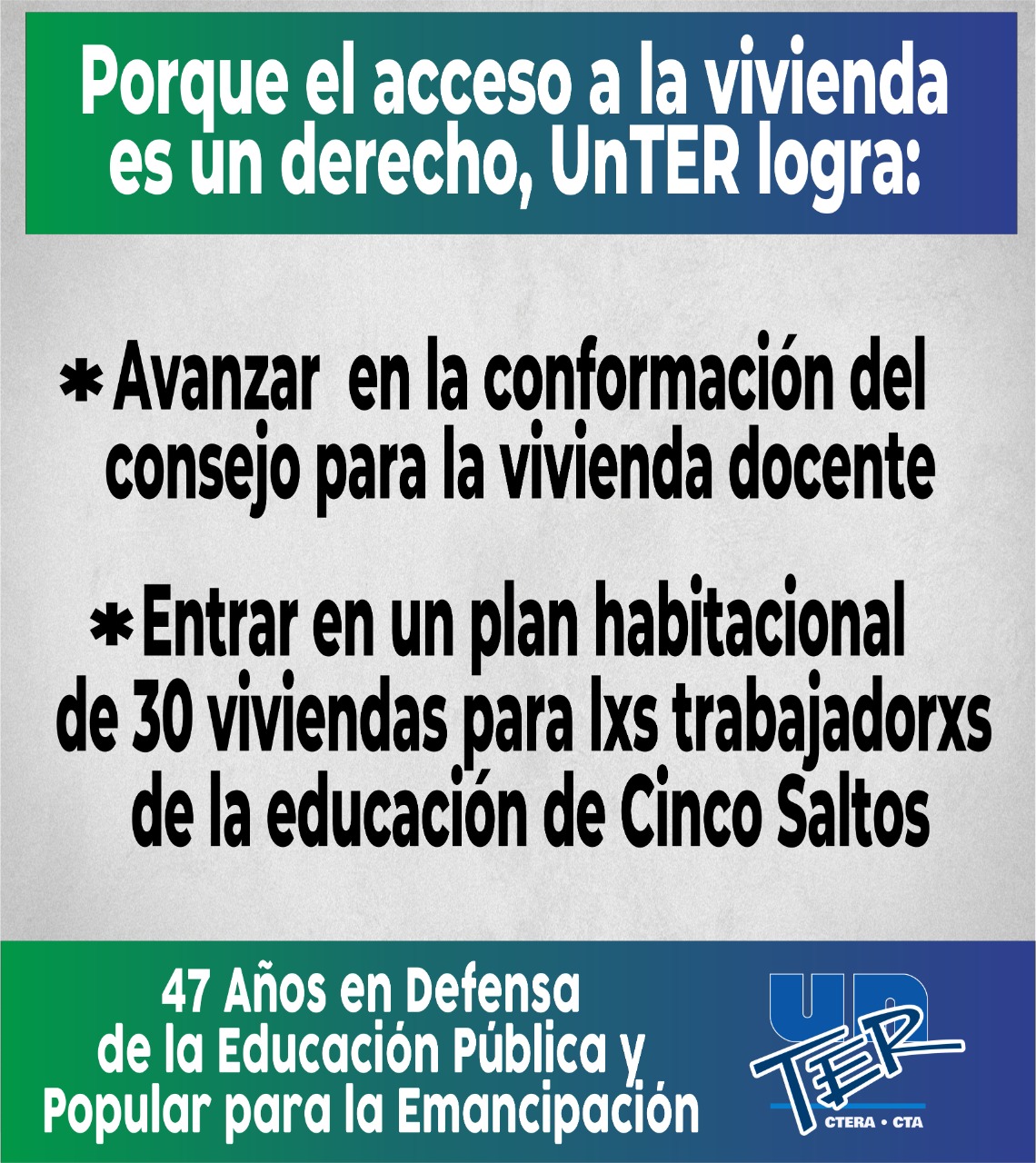 Lee más sobre el artículo Logramos entrar en un plan habitacional de 30 viviendas para docentes de Cinco Saltos