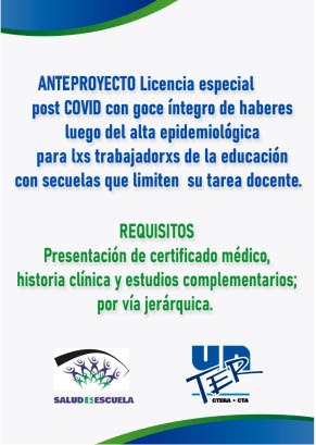 Lee más sobre el artículo UnTER presentó anteproyecto de licencia post covid- 19 con goce íntegro de haberes