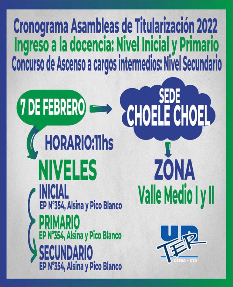 Lee más sobre el artículo Cronograma Asambleas Concurso de Ingreso y Ascenso del 7 al 11/02/22