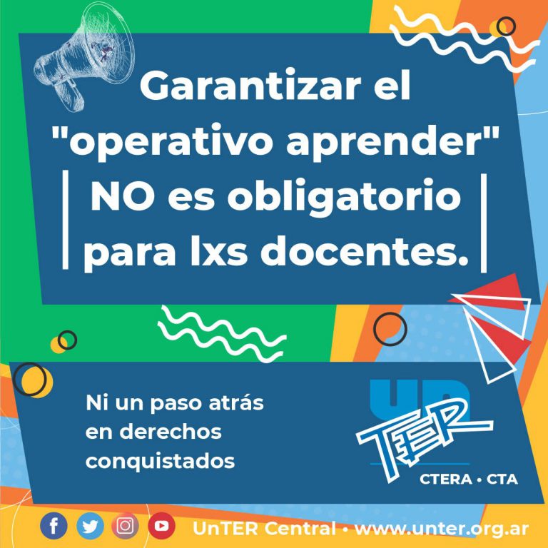 Lee más sobre el artículo Garantizar el «operativo aprender» no es obligatorio para lxs docentes