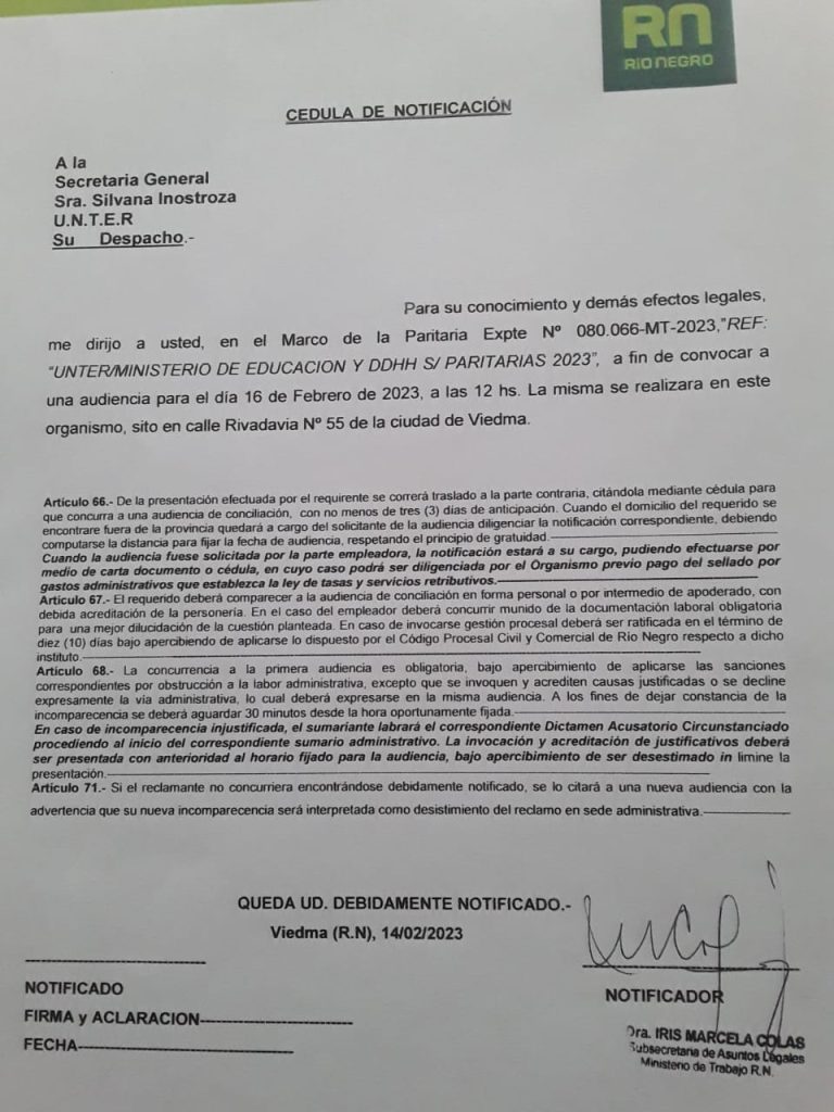 Lee más sobre el artículo Convocatoria a paritaria jueves 16/2