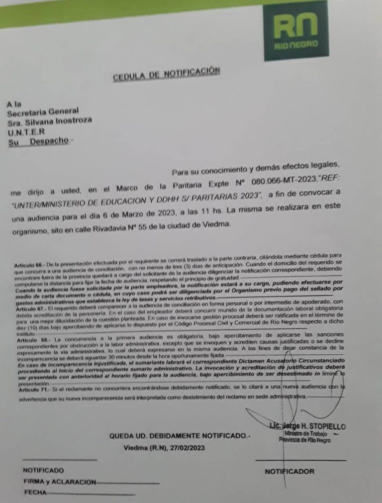 Lee más sobre el artículo Convocatoria a paritaria para el lunes 6/3