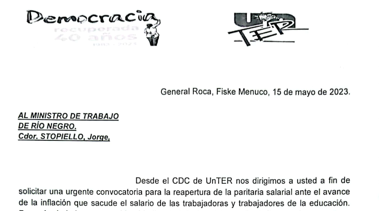 Lee más sobre el artículo UnTER requiere urgente reapertura de la paritaria salarial