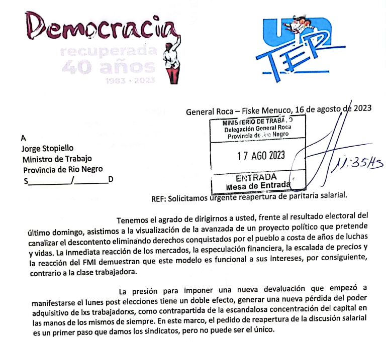 Lee más sobre el artículo UnTER requiere urgente reapertura de la paritaria salarial