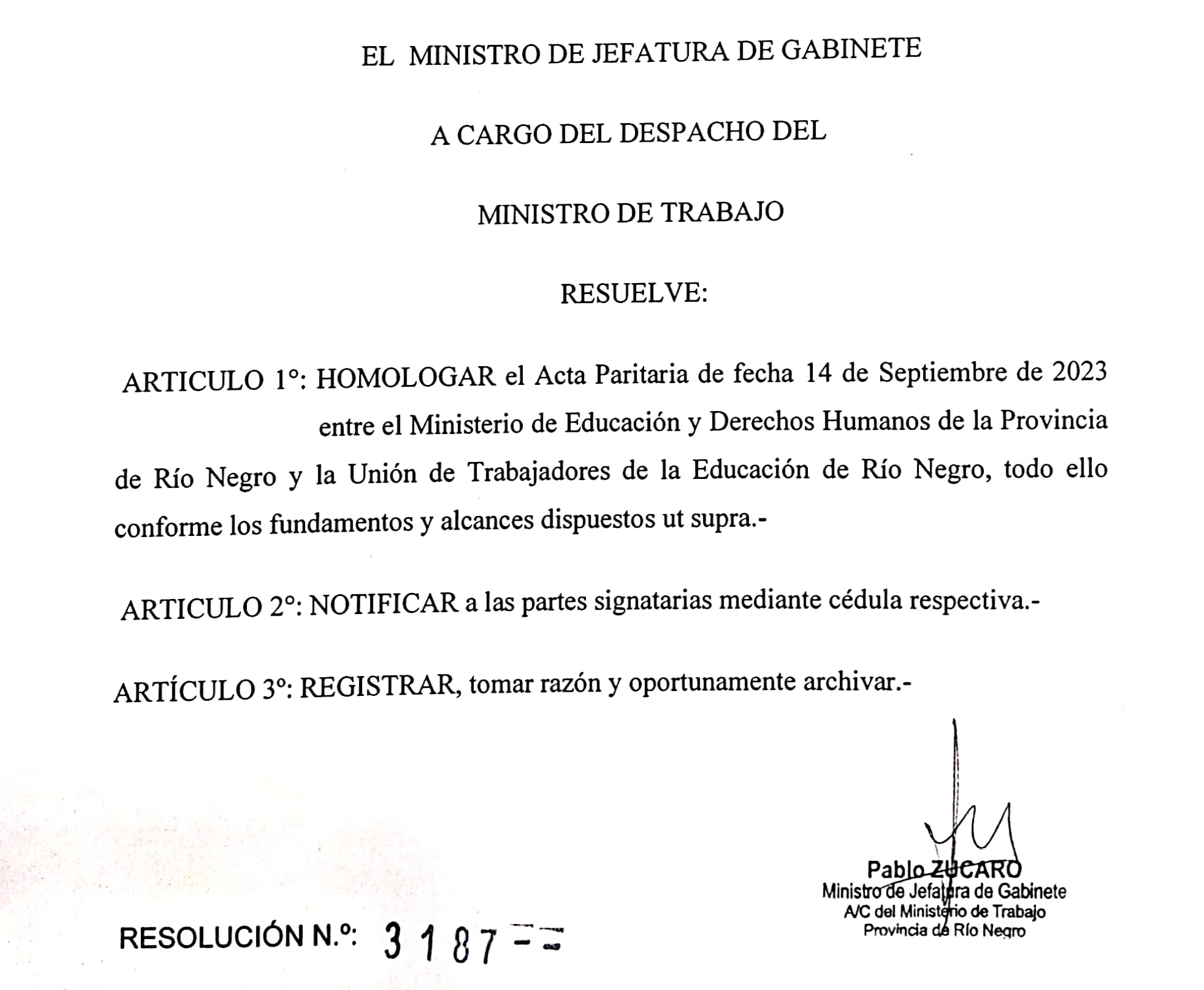 Lee más sobre el artículo El gobierno homologó el acta paritaria del 14 de septiembre