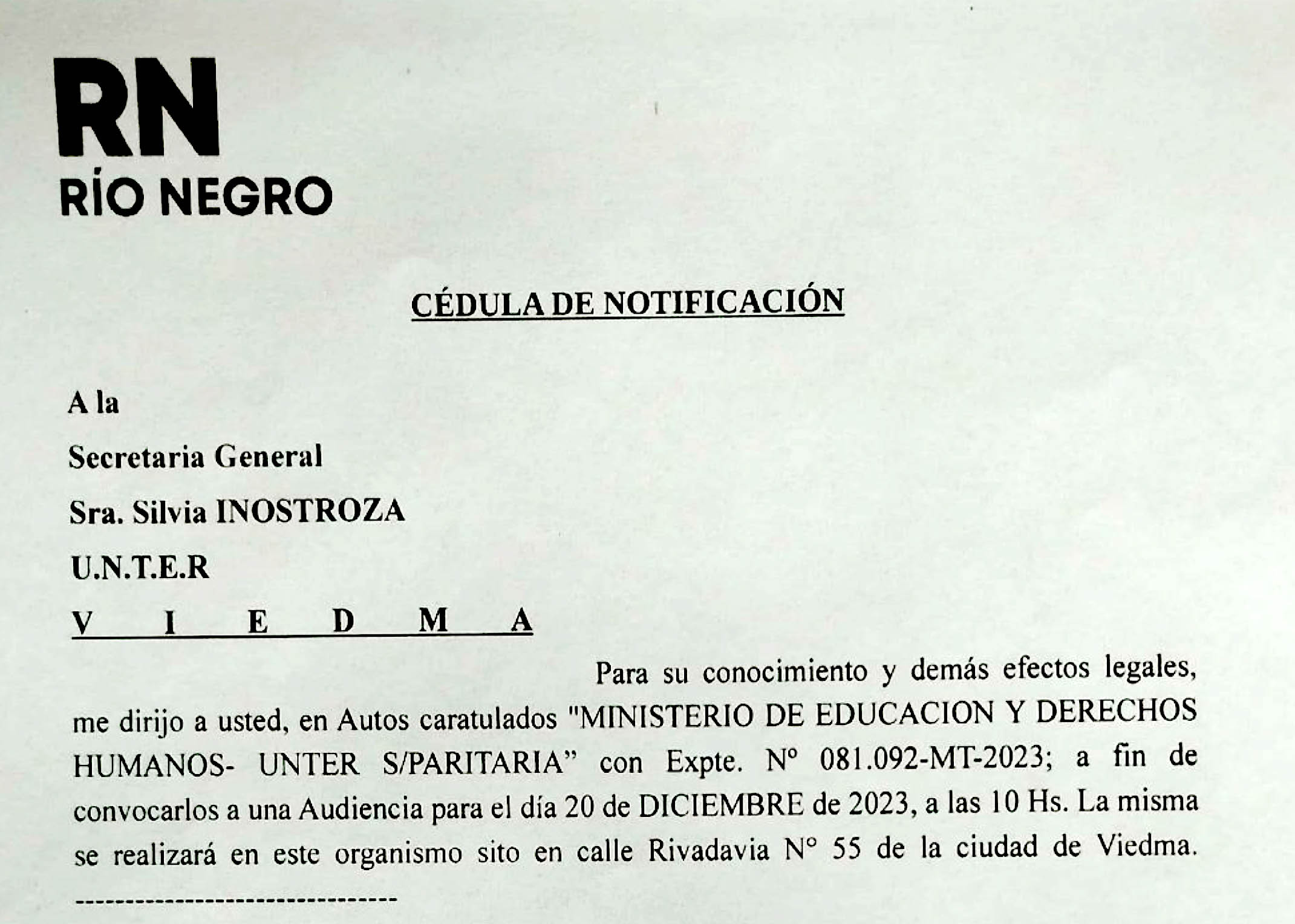 Lee más sobre el artículo Convocatoria a Paritaria para el 20/12/23