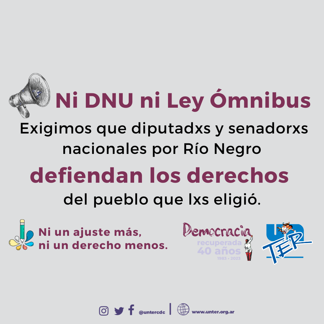 En este momento estás viendo Exigimos a lxs legisladorxs nacionales por Río Negro que defiendan los derechos del pueblo que lxs eligió