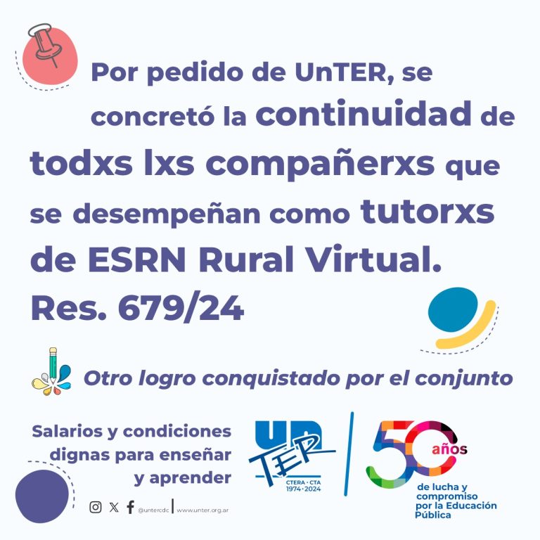 Lee más sobre el artículo UnTER logró la continuidad de lxs tutorxs de las ESRN Rural Virtual y la creación de un nuevo cargo en Península Ruca Có