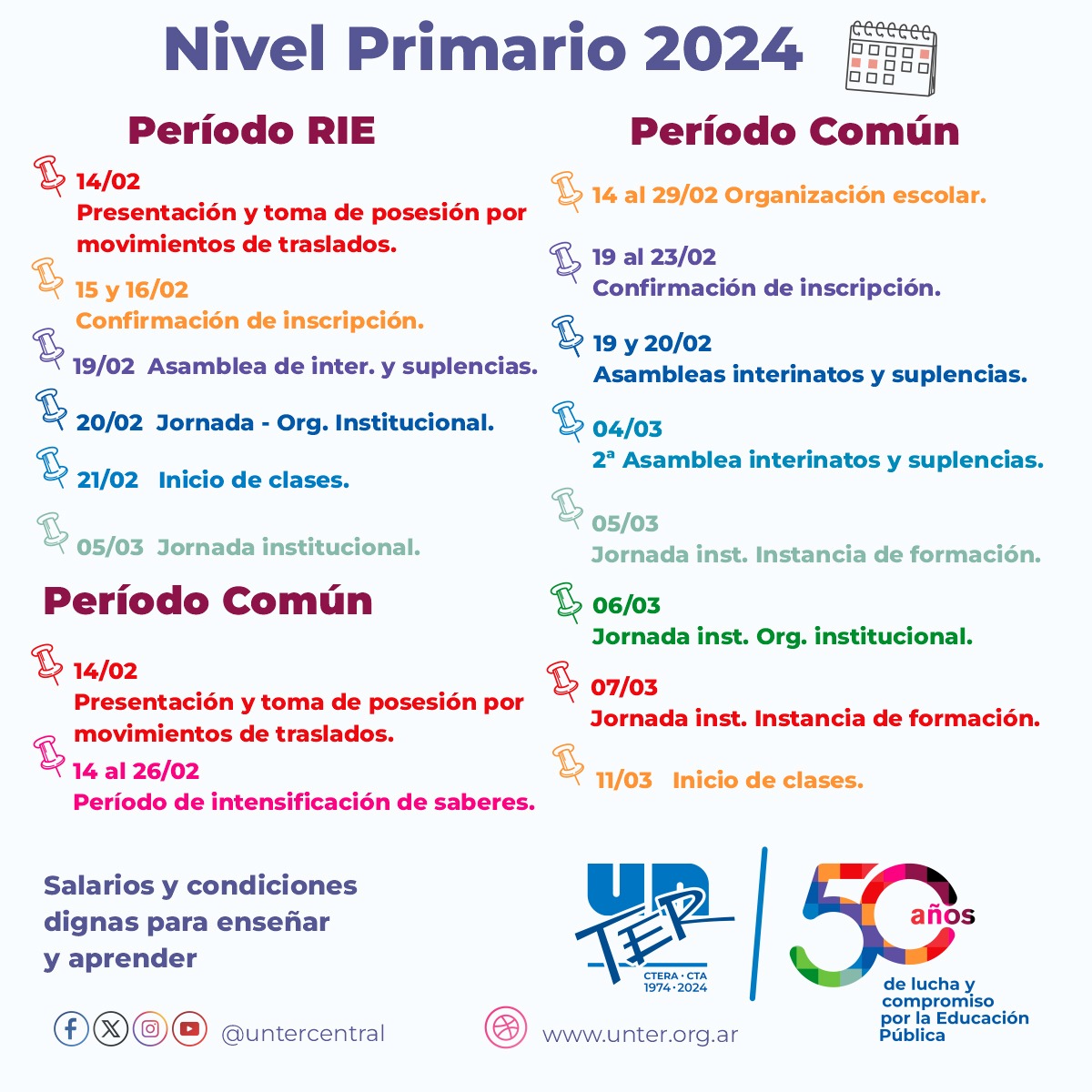 Lee más sobre el artículo Fechas a tener en cuenta 2024 – Nivel Primario