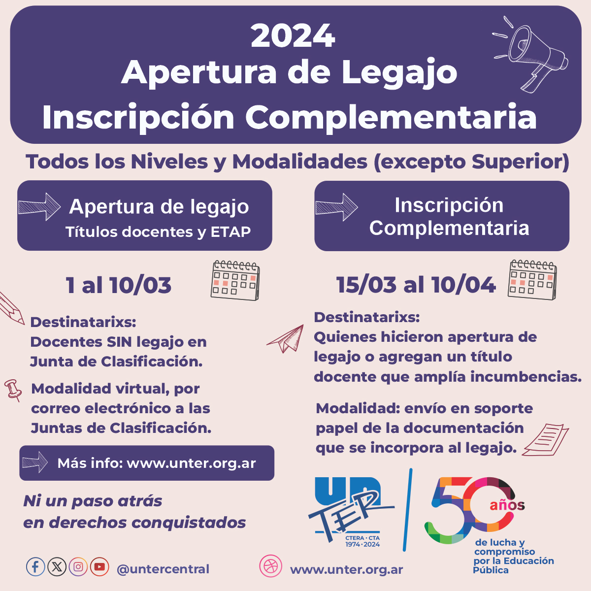 Lee más sobre el artículo Apertura de legajo e inscripción complementaria 2024