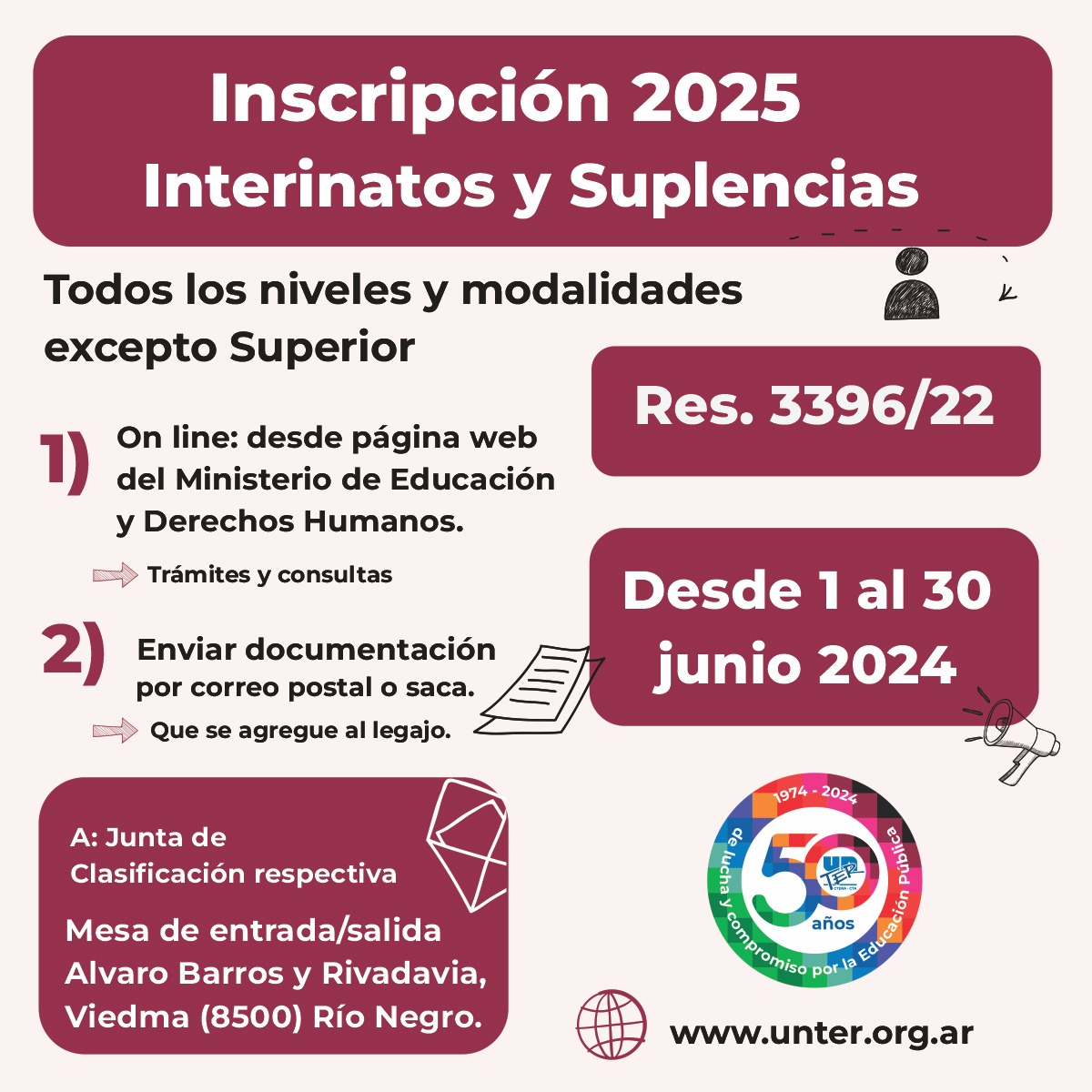 Lee más sobre el artículo El 1 de junio inicia la inscripción anual para interinatos y suplencias 2025