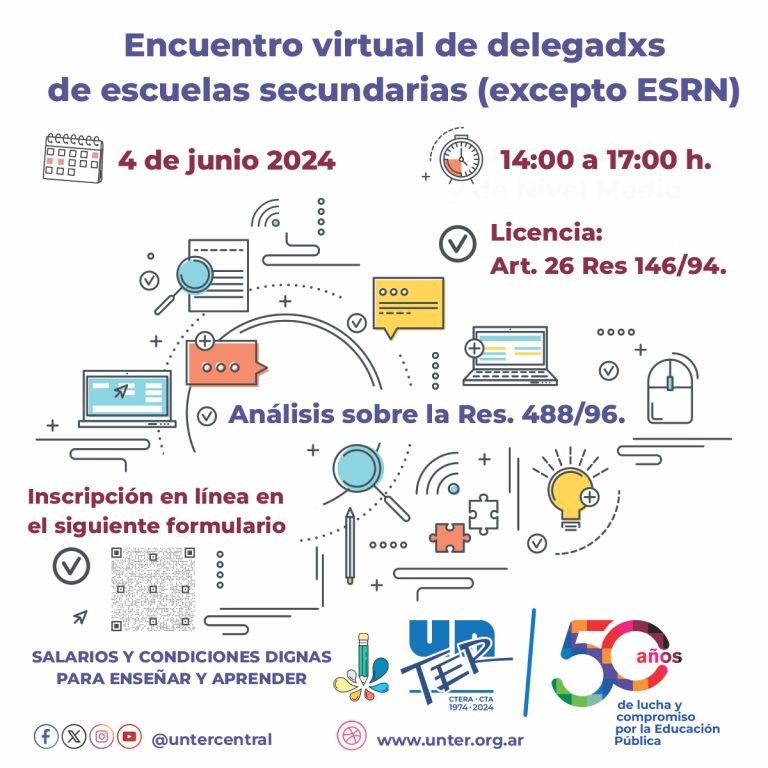 Lee más sobre el artículo Encuentro virtual de delegadxs de escuelas secundarias (excepto ESRN)