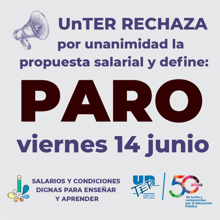 Lee más sobre el artículo 14 de junio, paro de UnTER