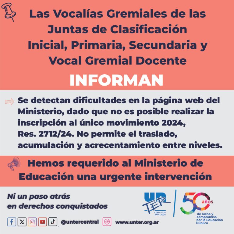 Lee más sobre el artículo Dificultades para realizar la inscripción al único movimiento 2024
