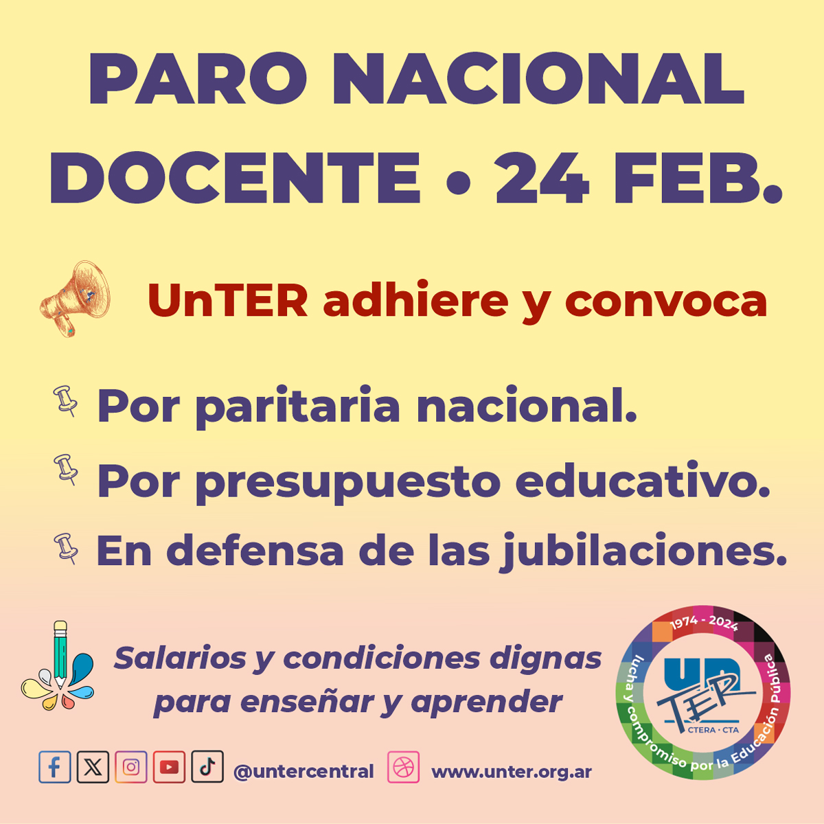 En este momento estás viendo 24 de febrero: Paro Nacional Docente