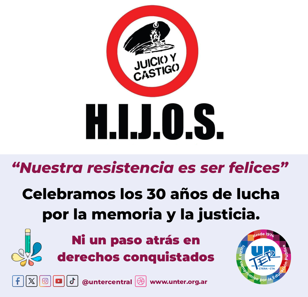Lee más sobre el artículo Saludo 30 años HIJOS