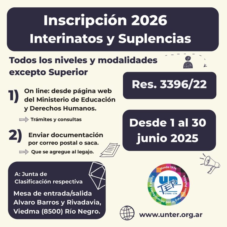 Lee más sobre el artículo Hasta el 30 de junio se realiza la inscripción anual para interinatos y suplencias 2026