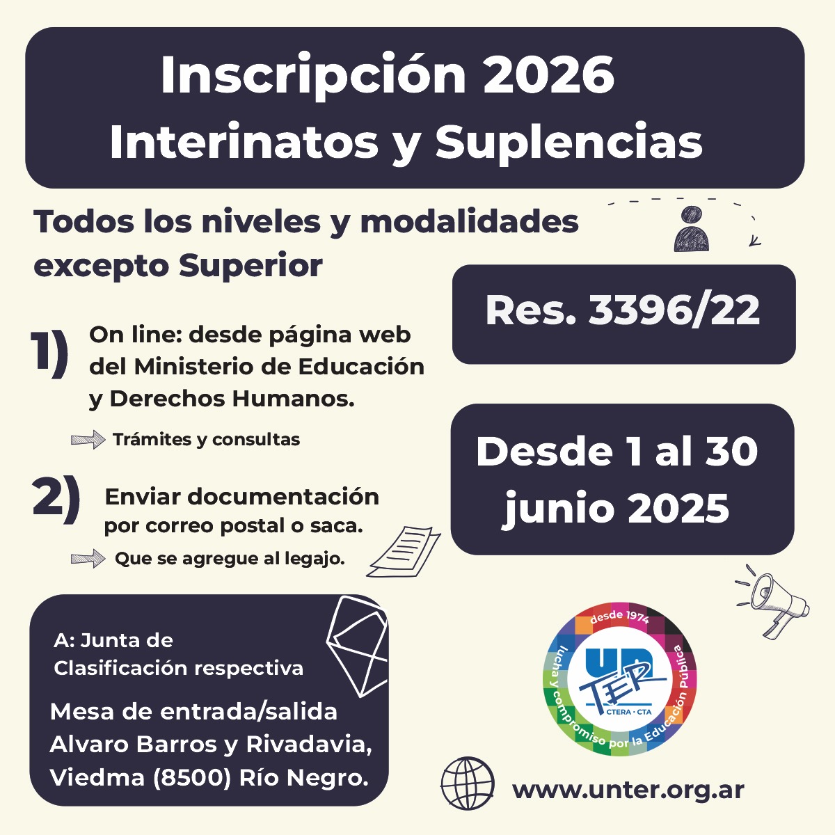 En este momento estás viendo Hasta el 30 de junio se realiza la inscripción anual para interinatos y suplencias 2026