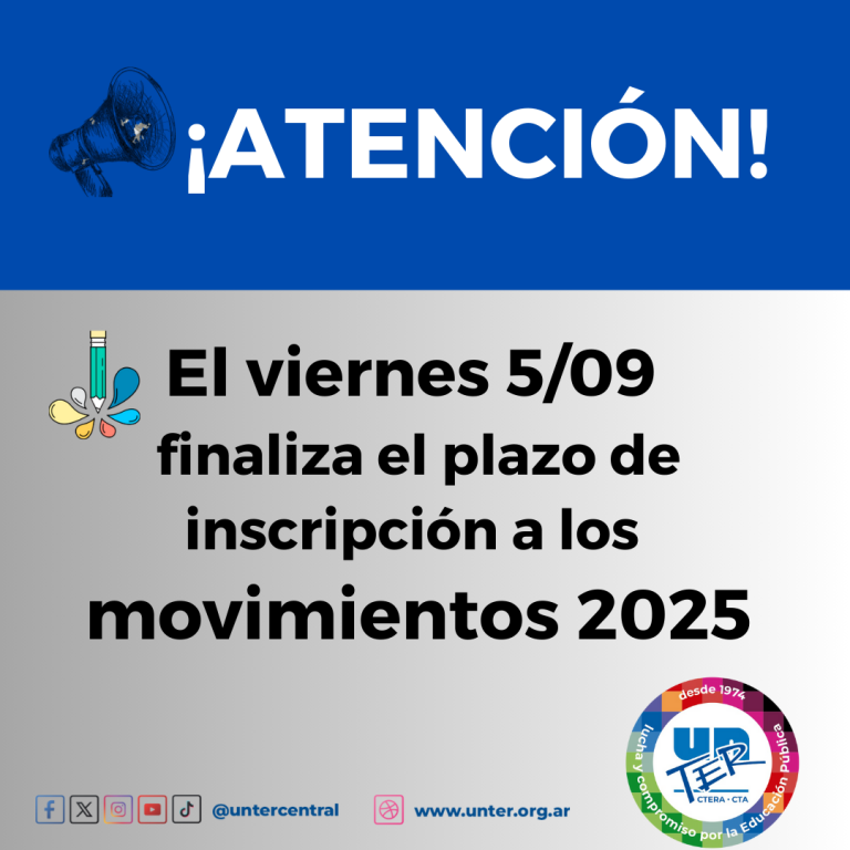 Lee más sobre el artículo Finaliza el 5 de septiembre la inscripción a los movimientos 2025