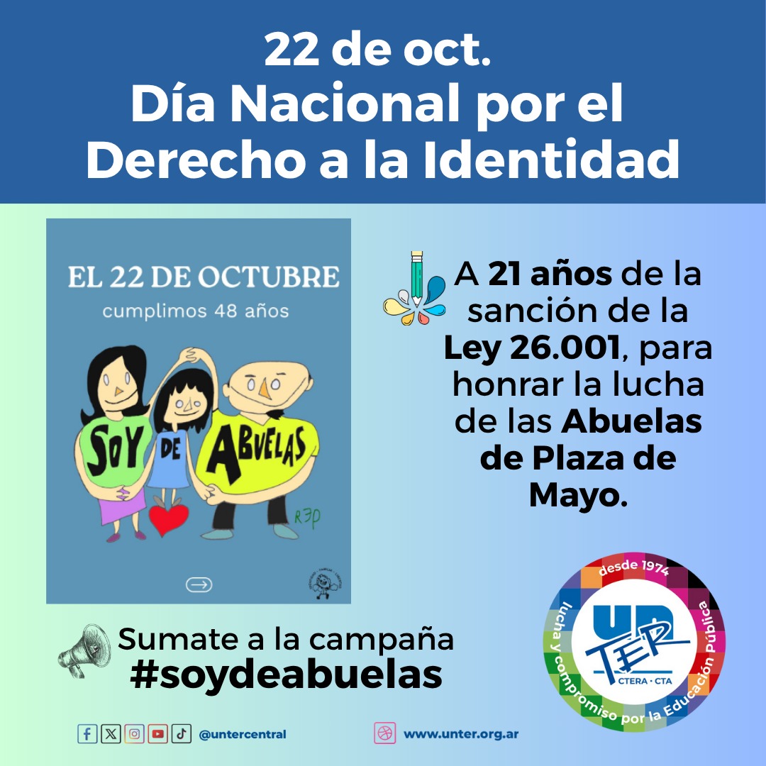 Lee más sobre el artículo 22 de octubre, Día Nacional por el Derecho a la Identidad