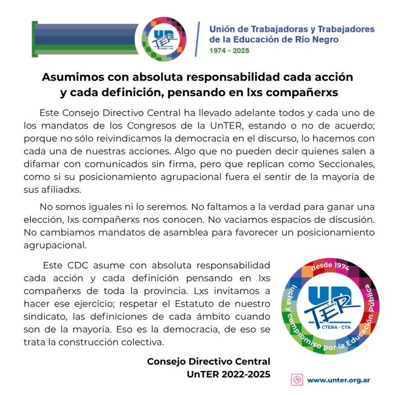Lee más sobre el artículo Asumimos con absoluta responsabilidad cada acción y cada definición, pensando en lxs compañerxs