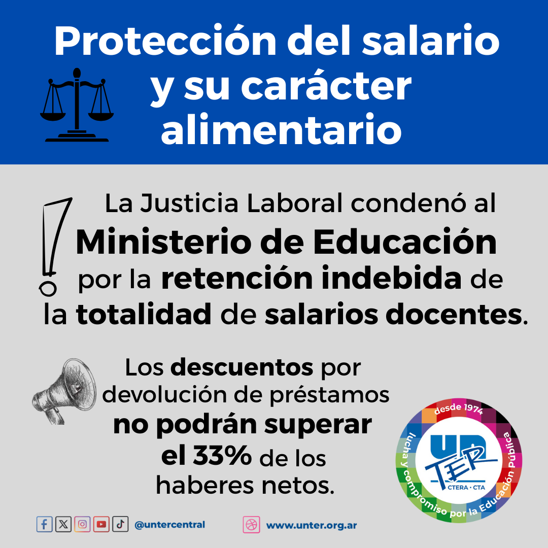 Lee más sobre el artículo La Justicia Laboral protege el salario docente ante retenciones excesivas del Ministerio de Educación