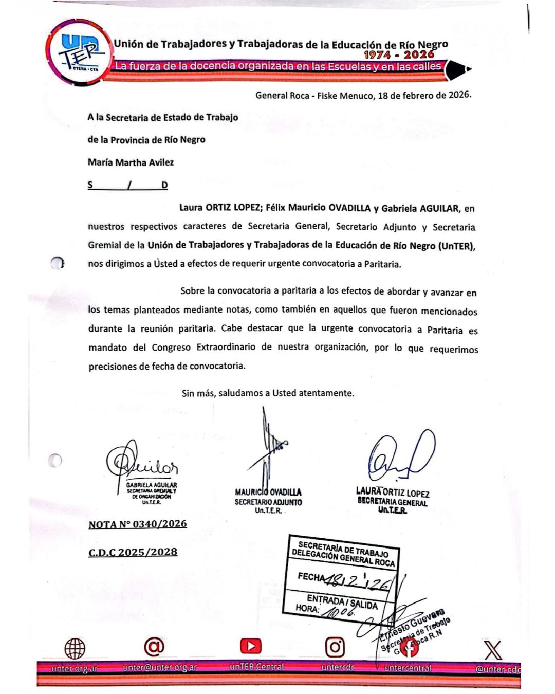 Lee más sobre el artículo UnTER exige urgente convocatoria a Paritaria