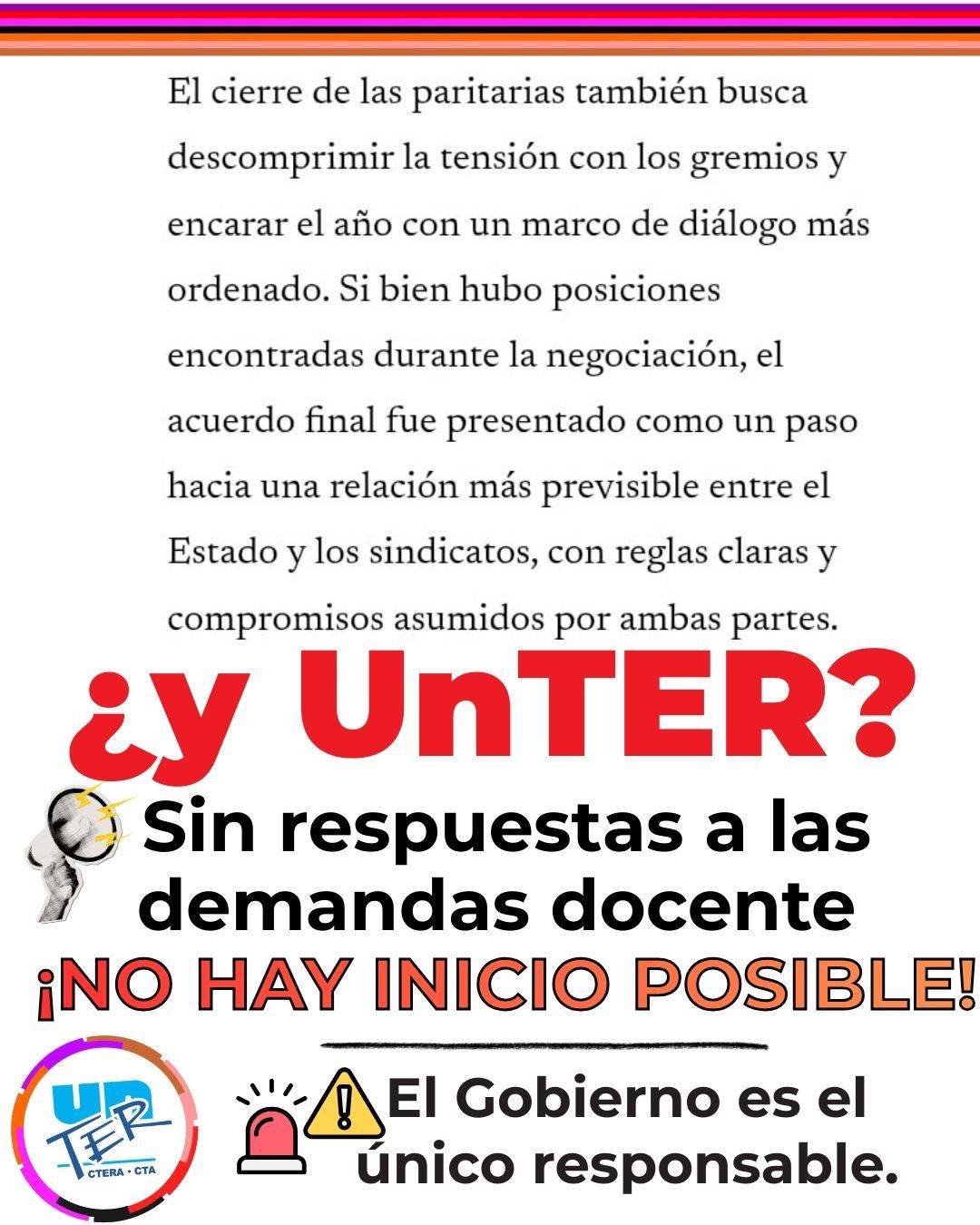 La paritaria no se cierra por decreto ni por operación mediática