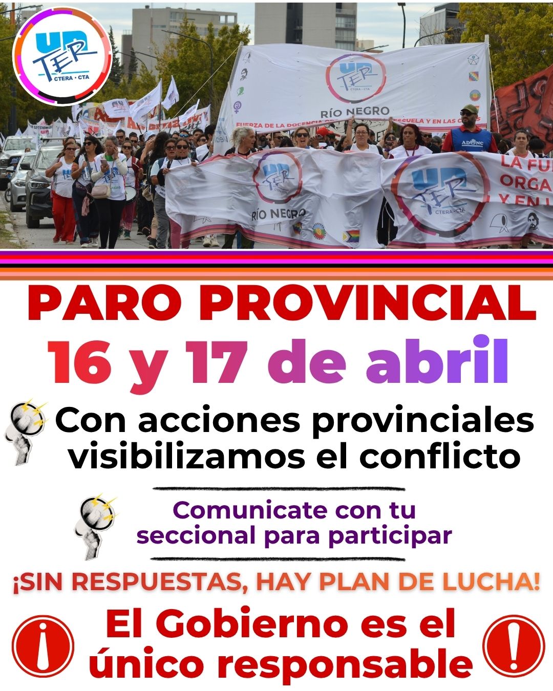 Lee más sobre el artículo Paro Provincial – 16 y 17 de abril