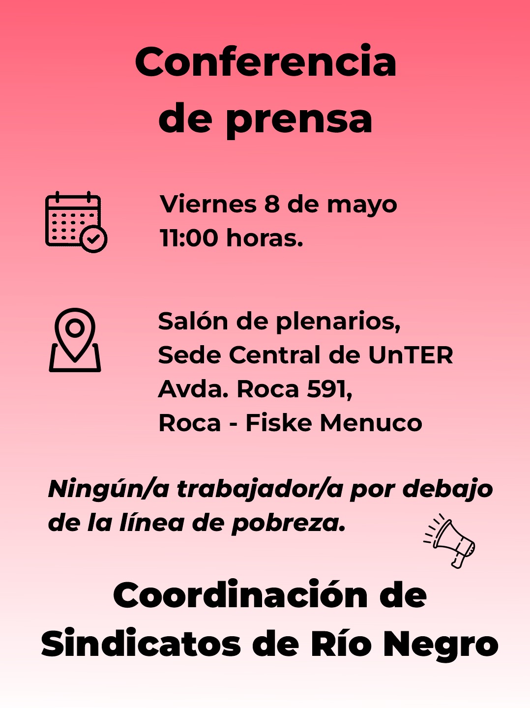 Lee más sobre el artículo Conferencia de prensa de la Coordinación de Sindicatos de Río Negro