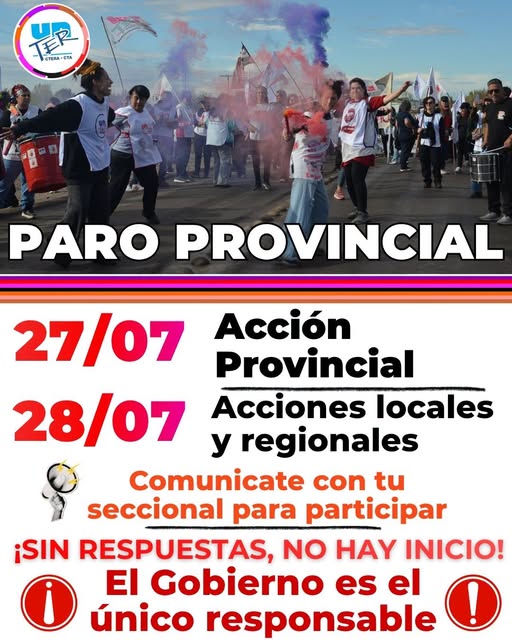 Lee más sobre el artículo 27 y 28 de julio – Paro Provincial