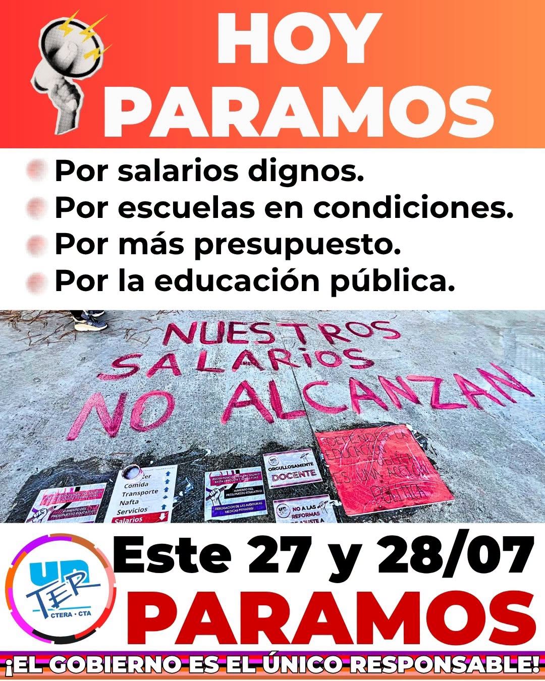 Paro provincial docente