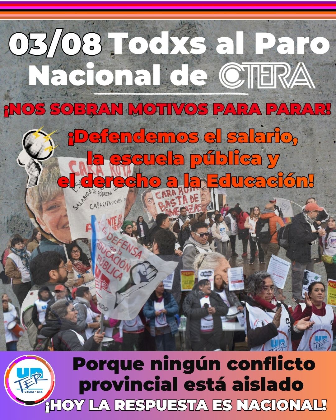 Lee más sobre el artículo UnTER adhiere al paro nacional convocado por CTERA
