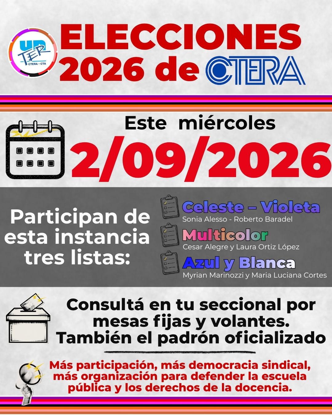 En este momento estás viendo ELECCIONES DE CTERA – 02 de septiembre 2026