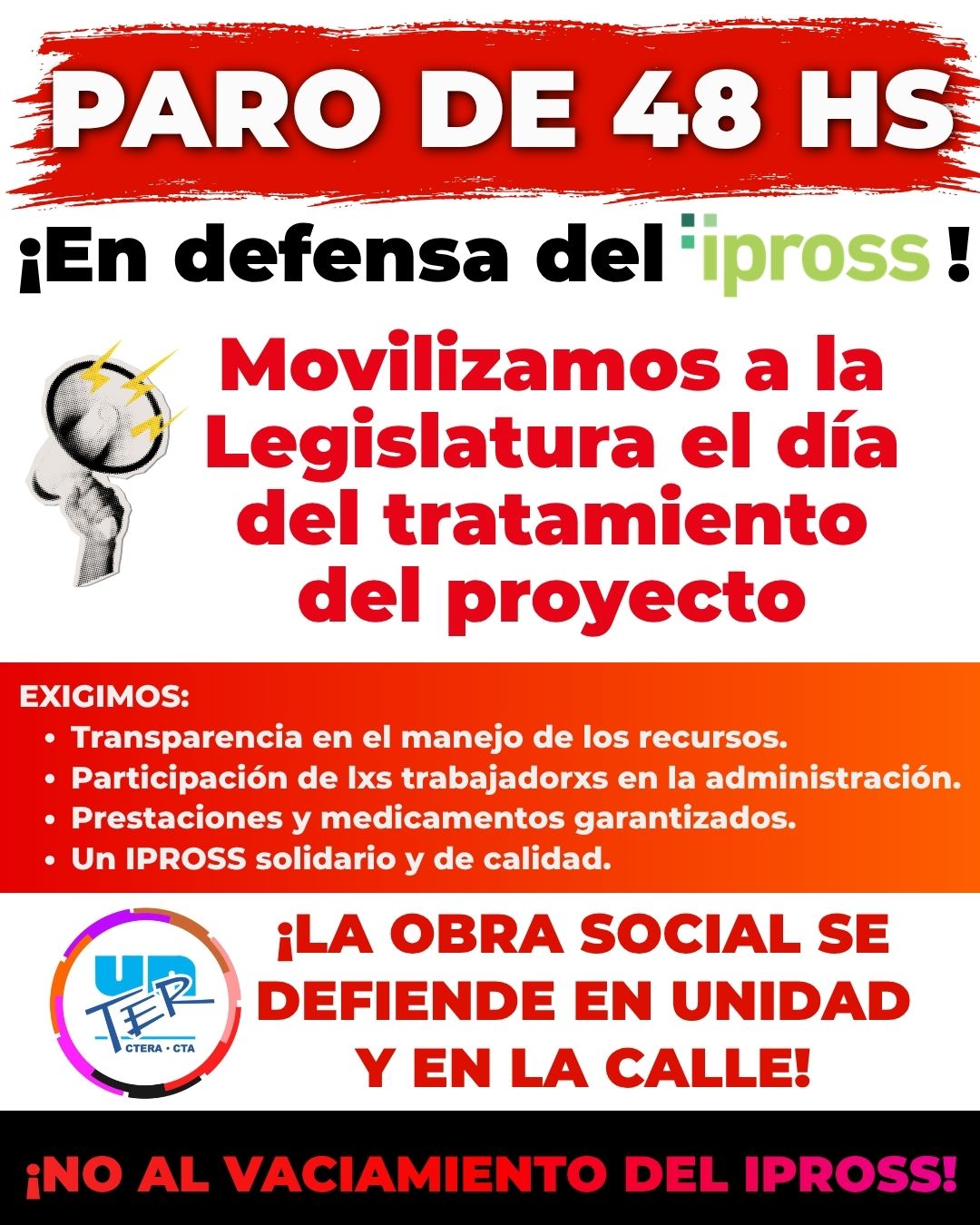 Lee más sobre el artículo Paro de 48 hs en defensa del IPROSS